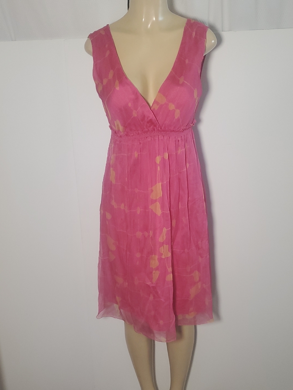 Studio M Pink fuchsia Sleeveless V-Neck 100% Silk dress Dress Size L